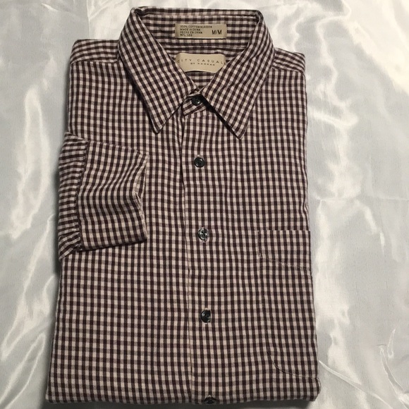 City Casual By Haggar Plaid Button Down 